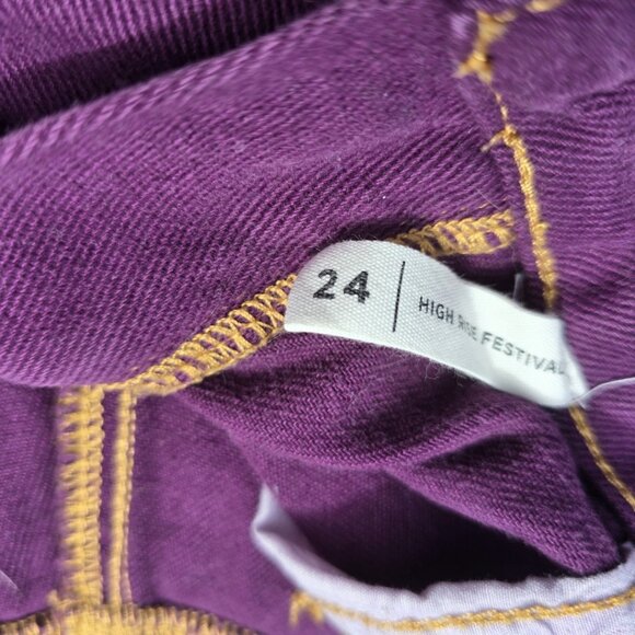 PacSun High-Rise Denim Shorts - Purple Frayed Hem - Size 24 - Picture 5 of 5